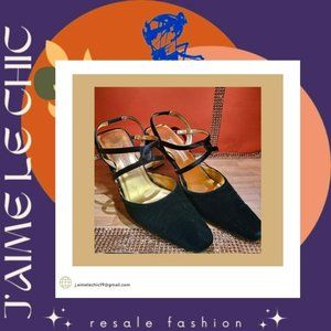 Ann Marino Dark Green Sling Back Kitten Heels